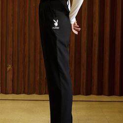NWT Pacsun Playboy Black Boyfriend Fit Wide Leg Embroidered Bunny Logo Pants XS