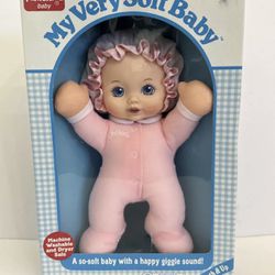 Vintage 1990 Playskool MY VERY SOFT BABY Pink Girl Doll BRAND NEW in BOX Flaws