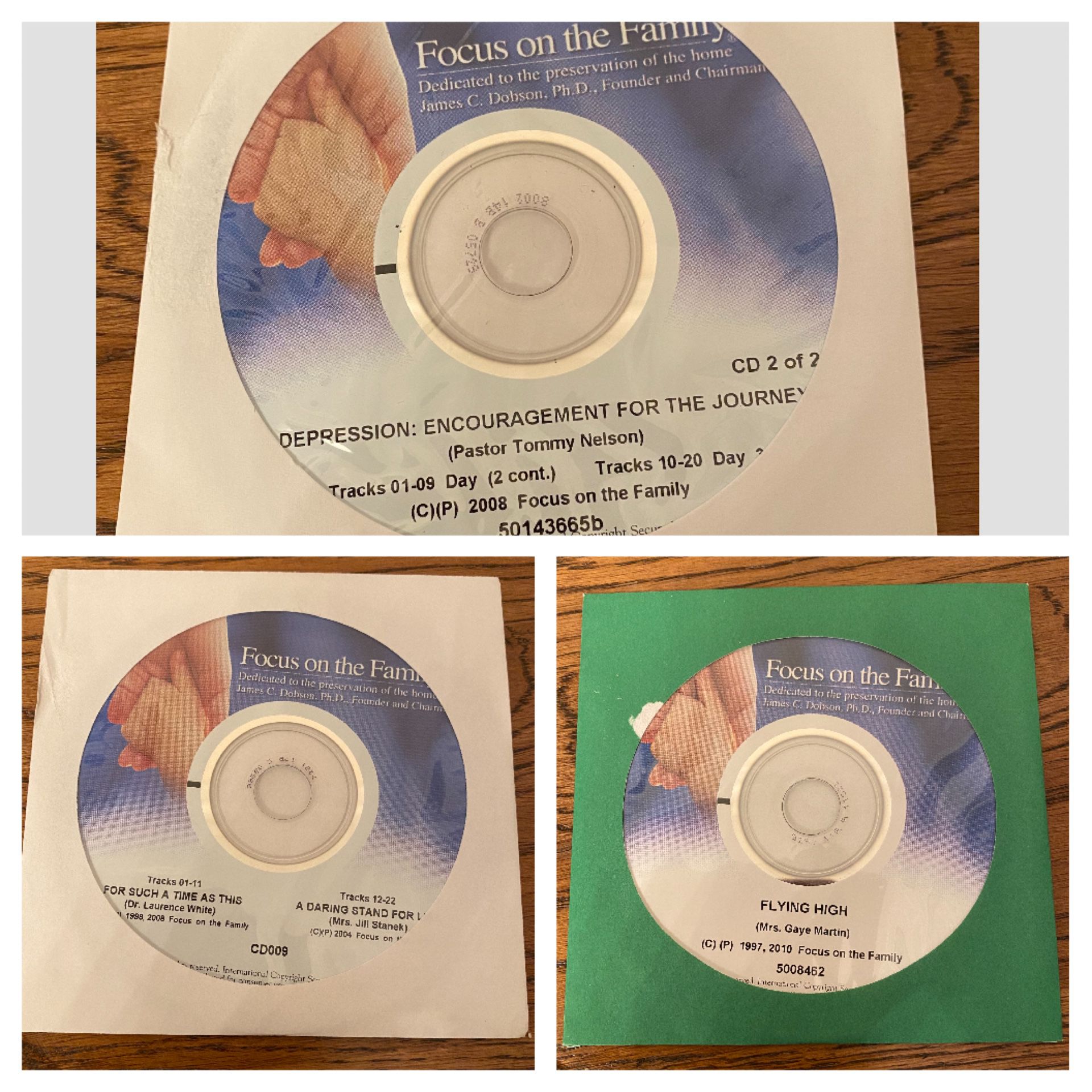 3 inspirational Audio CDs Depression Focus on the Family Prolife