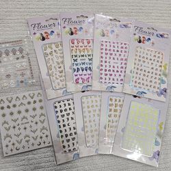 Metallic Nail Art Stickers 10 packs - Multicolor, Butterflies, Letters, Symbols