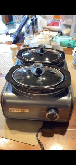 Double Crock pot slow cooker dual ovals with 1 qt each hook up connectable entertainment system