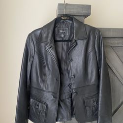Real Leather Black Coat SMALL