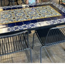 Patio Table & Chairs: Mosaic Tile Sunflower 