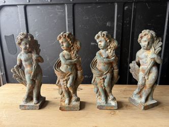 Set of 4 Italian Putti Statues | Renaissance Revival Spelter Cherubs
