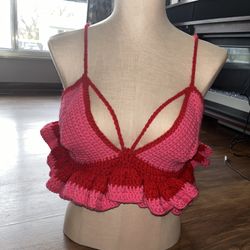 Handmade valentine's day themed crochet top