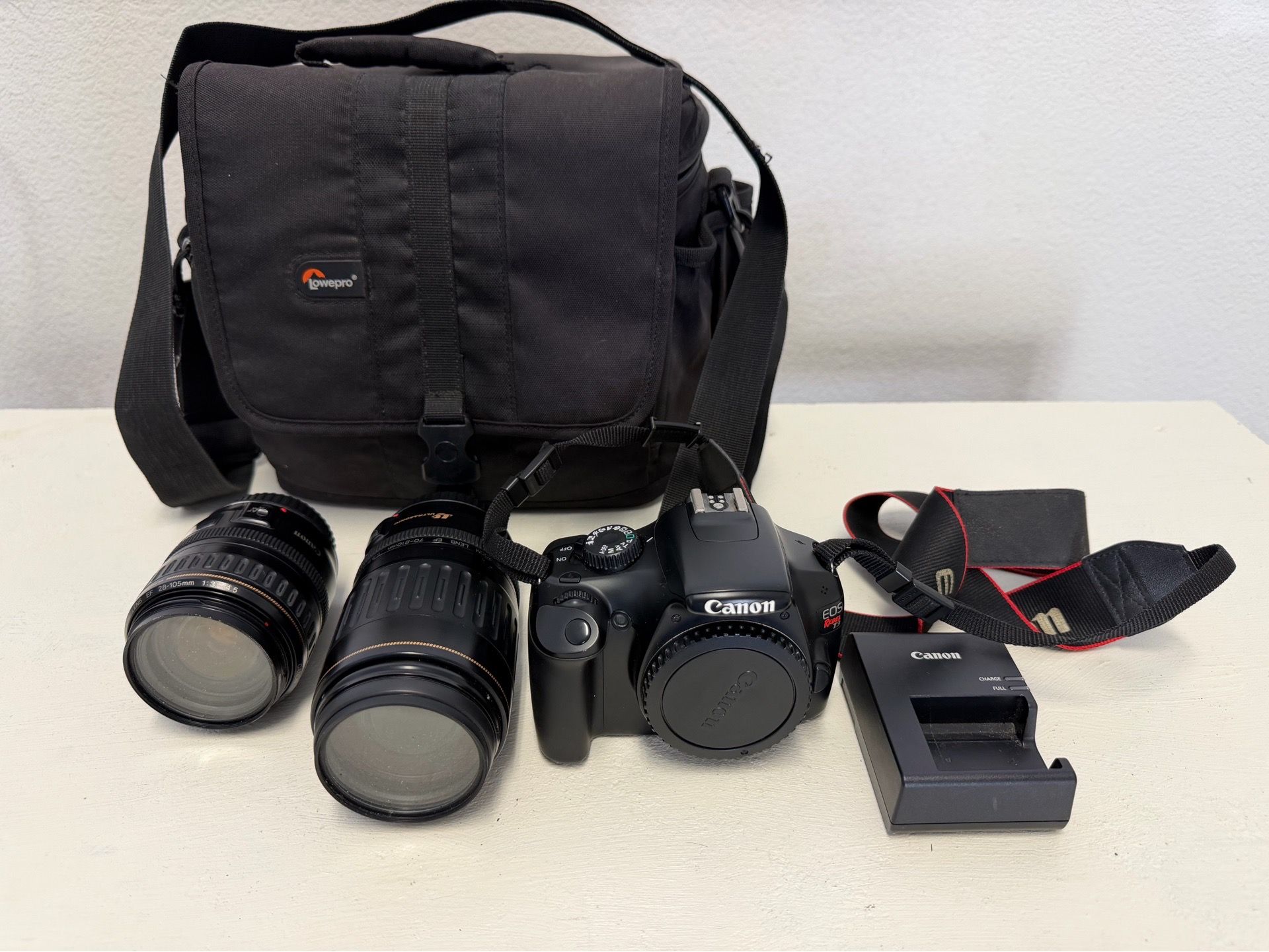 Canon Rebel EOS T3 with two lenses