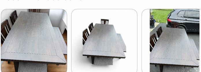 Dark Wood Dining Table with Bench and 4 chairs