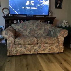 Loveseat, Flowered, 69inch By 35 Inch.