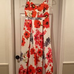 Red/Orange Floral Poppy Formal Prom Dress Size 11/12