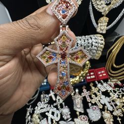 Rose Gold Colorful Cross 