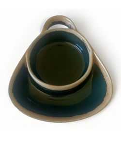 Stoneware Drip Glaze Soup Cracker Bowl Chip Dip Bowl Teal Unmarked