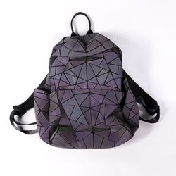 15" Geometry Iridescent Reflective Backpack Book Bag