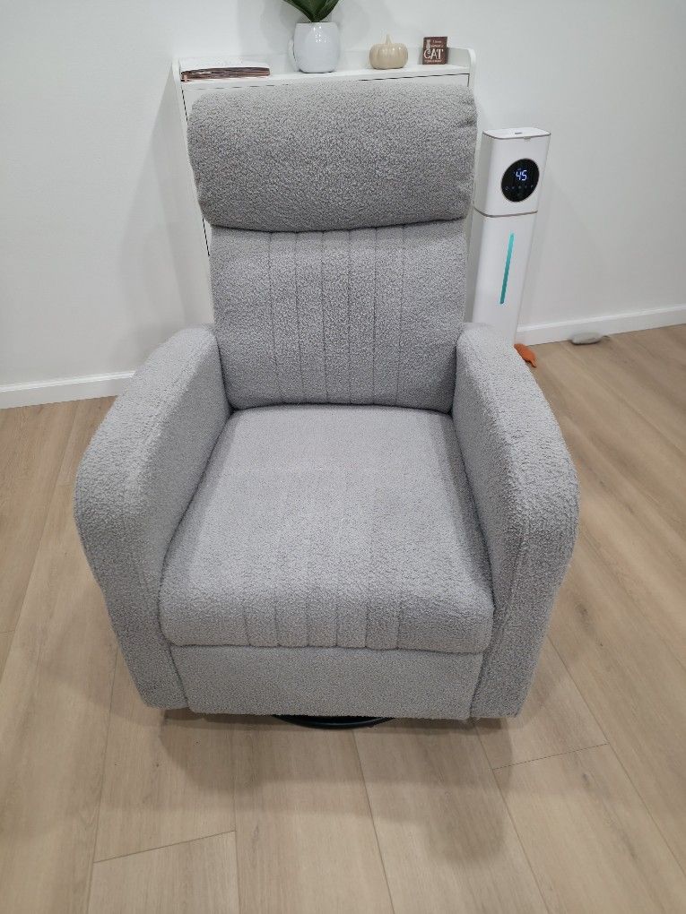 Swivel Glider Nursery Chair, Teddy Glider Rocking Chair for Mom Nursery with High Back, Upholstered Boucle Gliders Rocker Nursing Chairs for Living Ro
