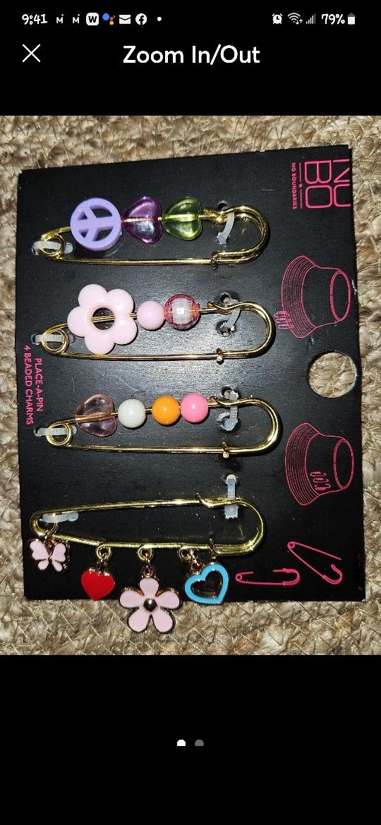 4 Pins Beaded Charms 