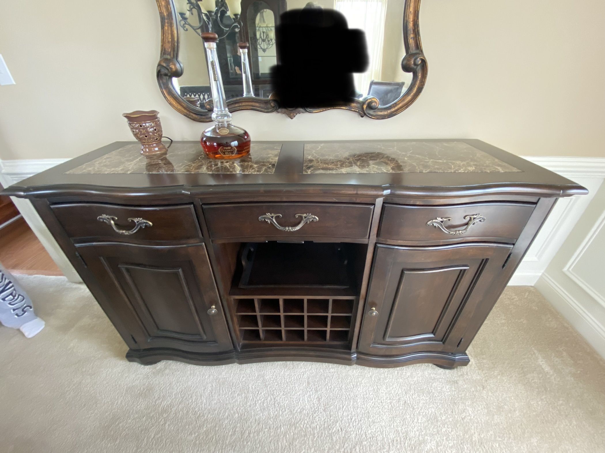 Raymour Flanigan Cherry Brown Buffet Server/Storage, with wine