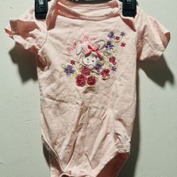 Light Pink Vitamins Baby ‘Easter’ Bunny Floral Onesie 9months