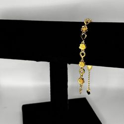 24 Karat Gold Hooked Flower Anklet/Bracelet