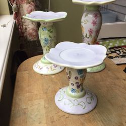 Capriware Shabby Chic Farmhouse Porcelain Candleholders/Risers/Cupcake Lifts and Stands Display