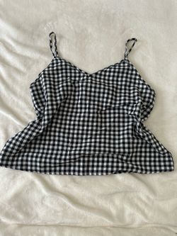 SHEIN Black & White Gingham Flowy Cami Tank Top Size L
