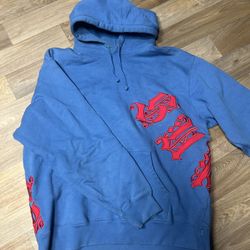 Blue Supreme Hoodie Size Large