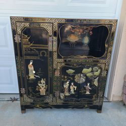 Antique asian inlay cabinet