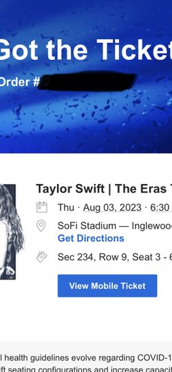 Taylor Swift Thursday August 3rd 6:30pm