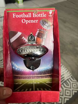 chrome wall-mounted football bottle opener,