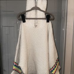 Girls Llama Hoodie Poncho Sweater