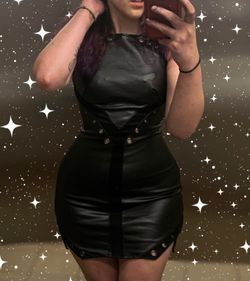 Bebe Black Leather Bodycon Dress 