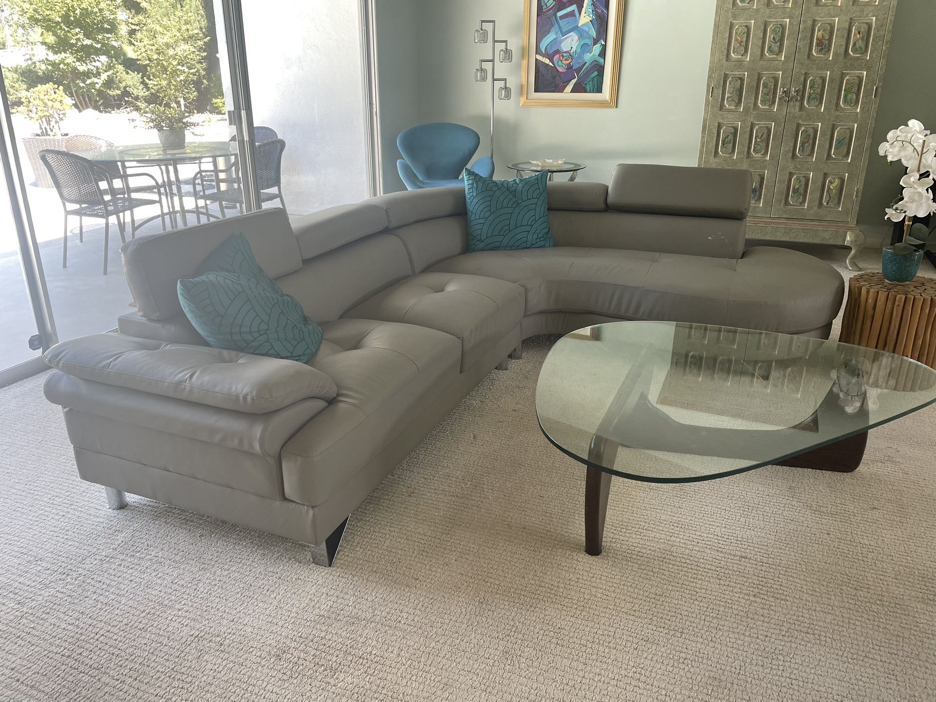 Grey Leatherette Sectional- New