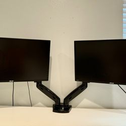Large ASUS 24 Inch Dual Monitors, Adjustable, In Black, Like New