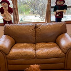 ETHAN ALLEN LEATHER BUTTER SOFT LOVESEAT SOFA