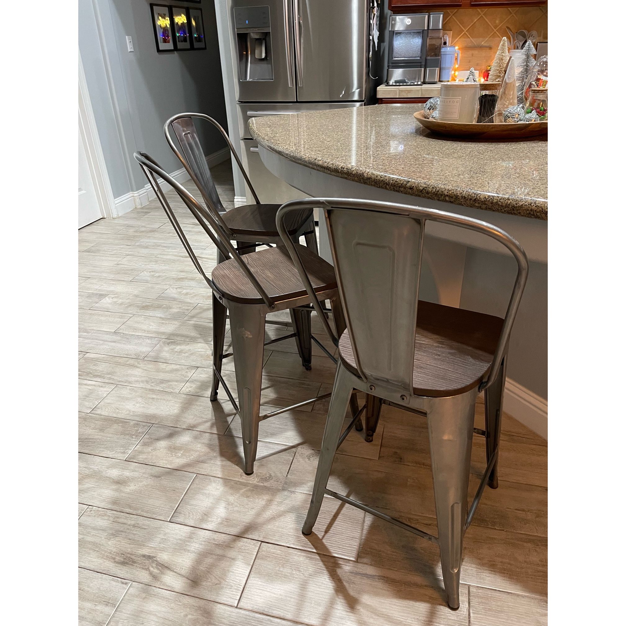 Metal Counter Height Barstools With Wood Seat 