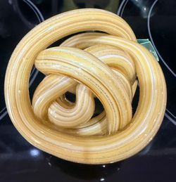 Art Glass Abstract Twisted Rope Knot Paperweight