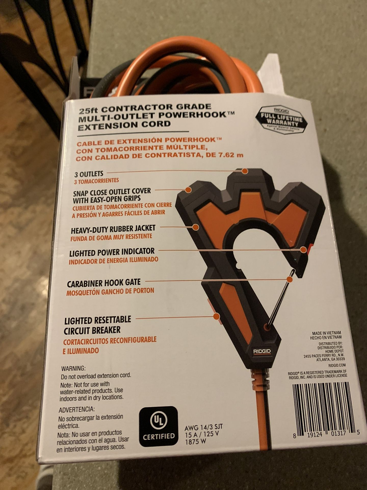 CONTRACTOR GRADE 25 ft CULTROUTOR GPOWERHOOK™ EXTENSION CORD