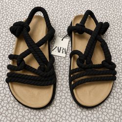 ZARA Black Rope Sandals – Size 45 – New with Tag