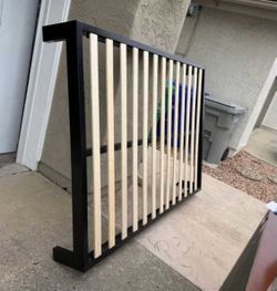 LIKE NEW! Full Size Metal Bed Frame with Wooden Slats (No Box Spring Needed) - $45