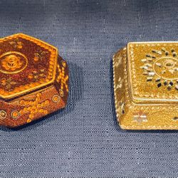 Vintage Two’s Company Gold Glitter Trinket Boxes