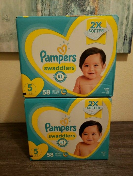 2 Boxes Of Pampers Diapers Size 5