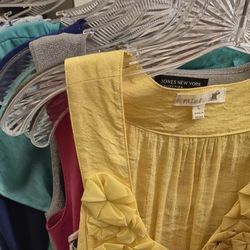 Size Large Woman's Designer Tops Tahari & More Sweaters, Dress Blouses, Tanks