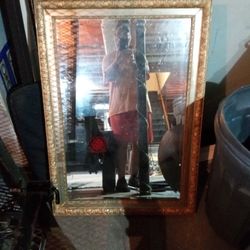 Gold Frame Mirror To Hang On A Wall Decorative Needs A Little Cleaning $50