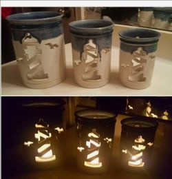 Set of 3* Vintage Yankee Candle LIGHTHOUSE Lanterns