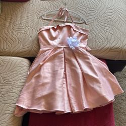 Pink Small Halter Mini Dress