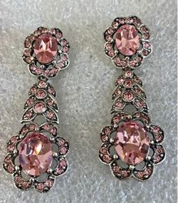 Aretes stainless piedras rosa
