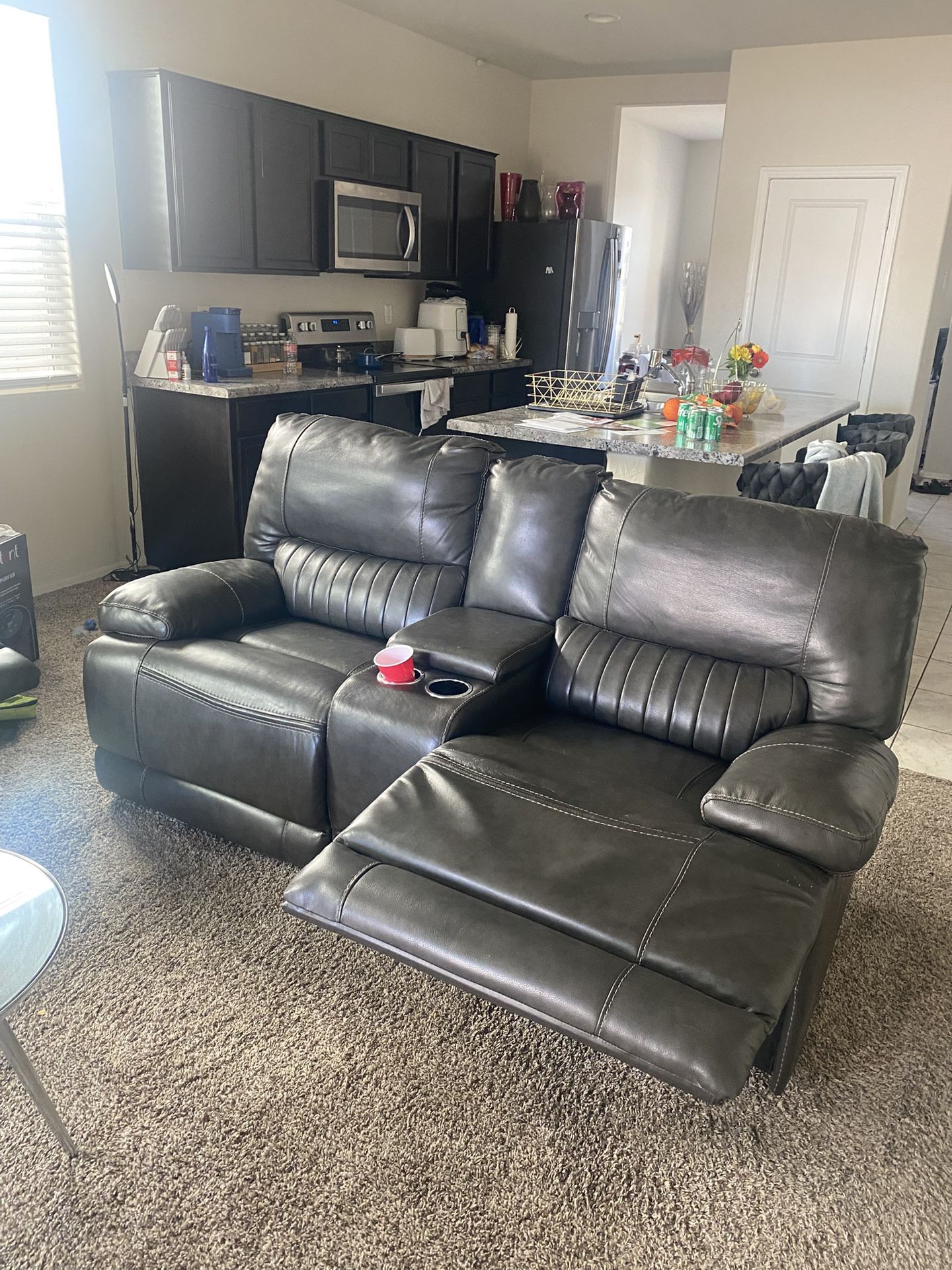 2pc Leather Recliner Couch