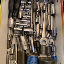 53  pieces of Snap on wrenches and sockets 