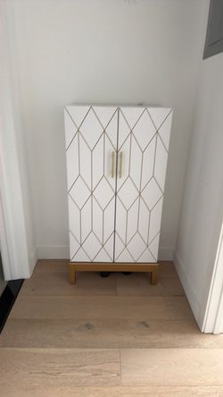White and Gold Geometric Cabinet