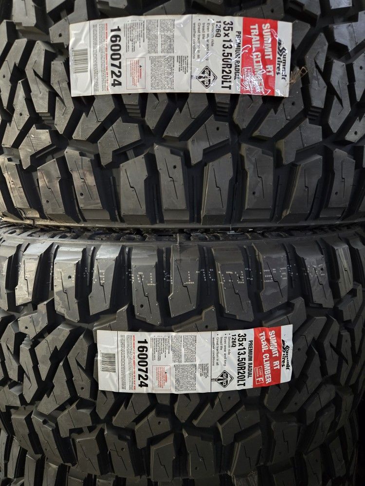 (4) 35x13.50r20 Summit A/T Tires 35 13.5 20 Inch AT 10-ply LT E Rated