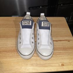 Junior Converse All Star White And Blue Sneakers Sz 4