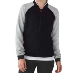 Lululemon Heather Gray/Black Var-City Bomber Full Zip Jacket Women's Size 8
